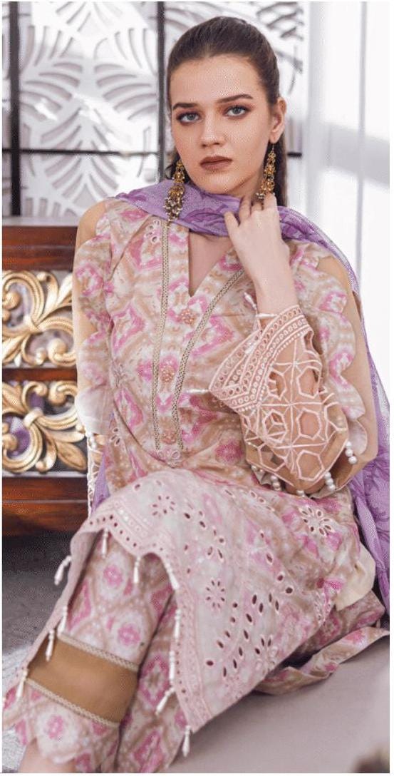 Eid Dress For Womens - Pakistani Embroidered Lawn Ramadan Partywear Festival Suits In Medium & Large Size
