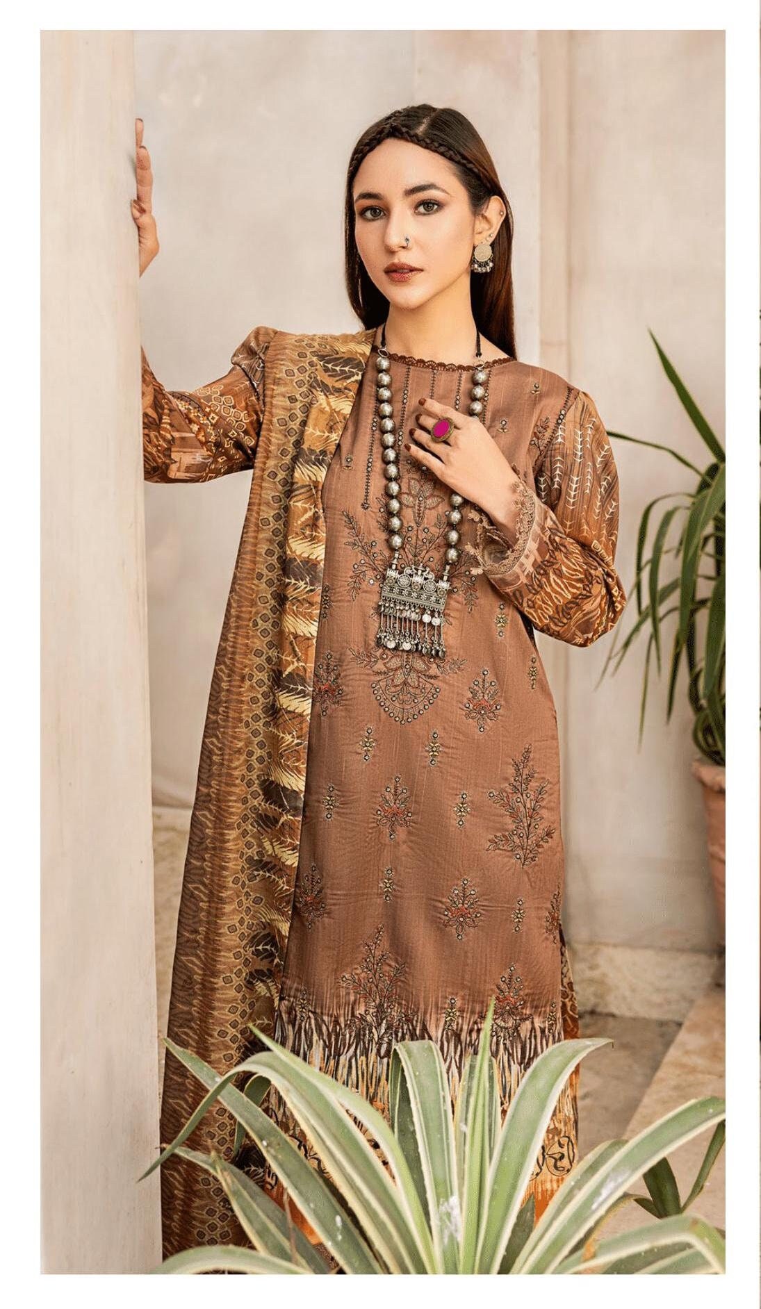 Eid Dress For Womens - Pakistani Embroidered Lawn Ramadan Partywear Festival Suits In Medium & Large Size