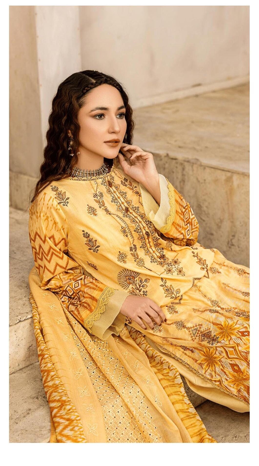 Eid Dress For Womens - Pakistani Embroidered Lawn Ramadan Partywear Festival Suits In Medium & Large Size