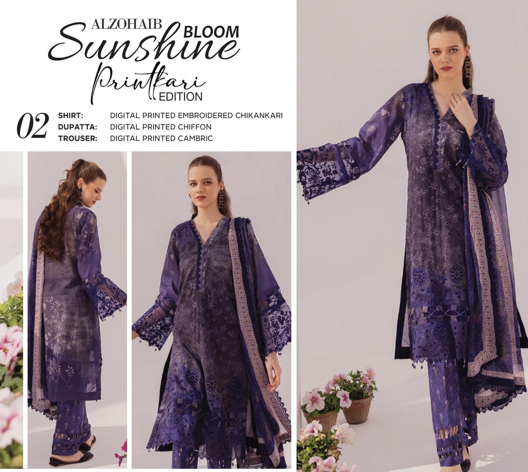Eid Dress For Womens - Pakistani Embroidered Lawn Ramadan Partywear Festival Suits In Medium & Large Size