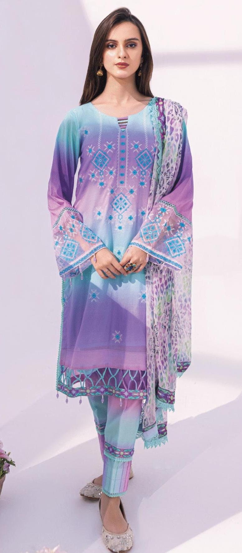 Eid Dress For Womens - Pakistani Embroidered Lawn Ramadan Partywear Festival Suits In Medium & Large Size