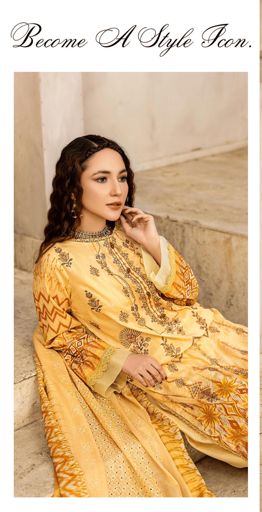 Eid Dress For Womens - Pakistani Embroidered Lawn Ramadan Partywear Festival Suits In Medium & Large Size