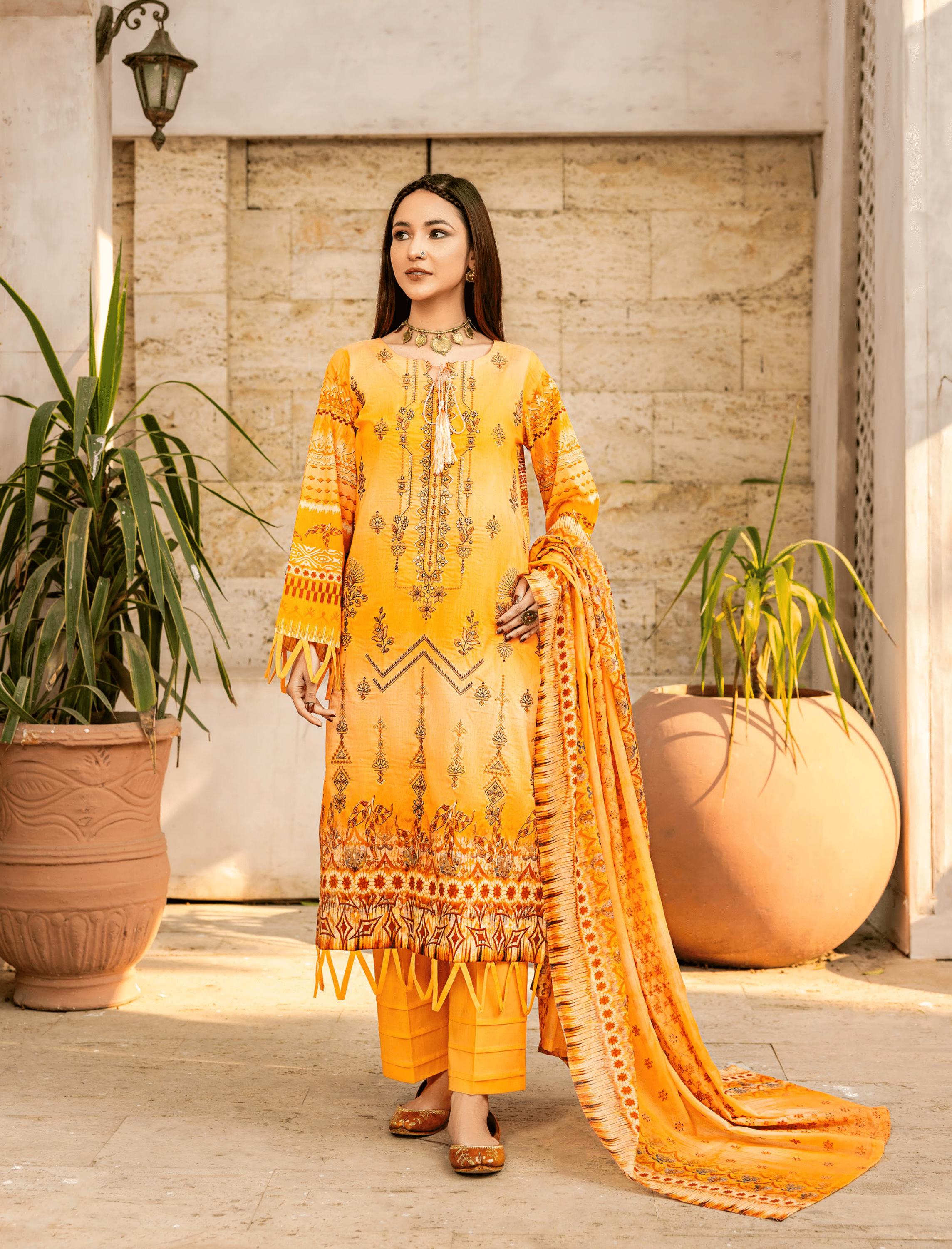 Eid Dress For Womens - Pakistani Embroidered Lawn Ramadan Partywear Festival Suits In Medium & Large Size
