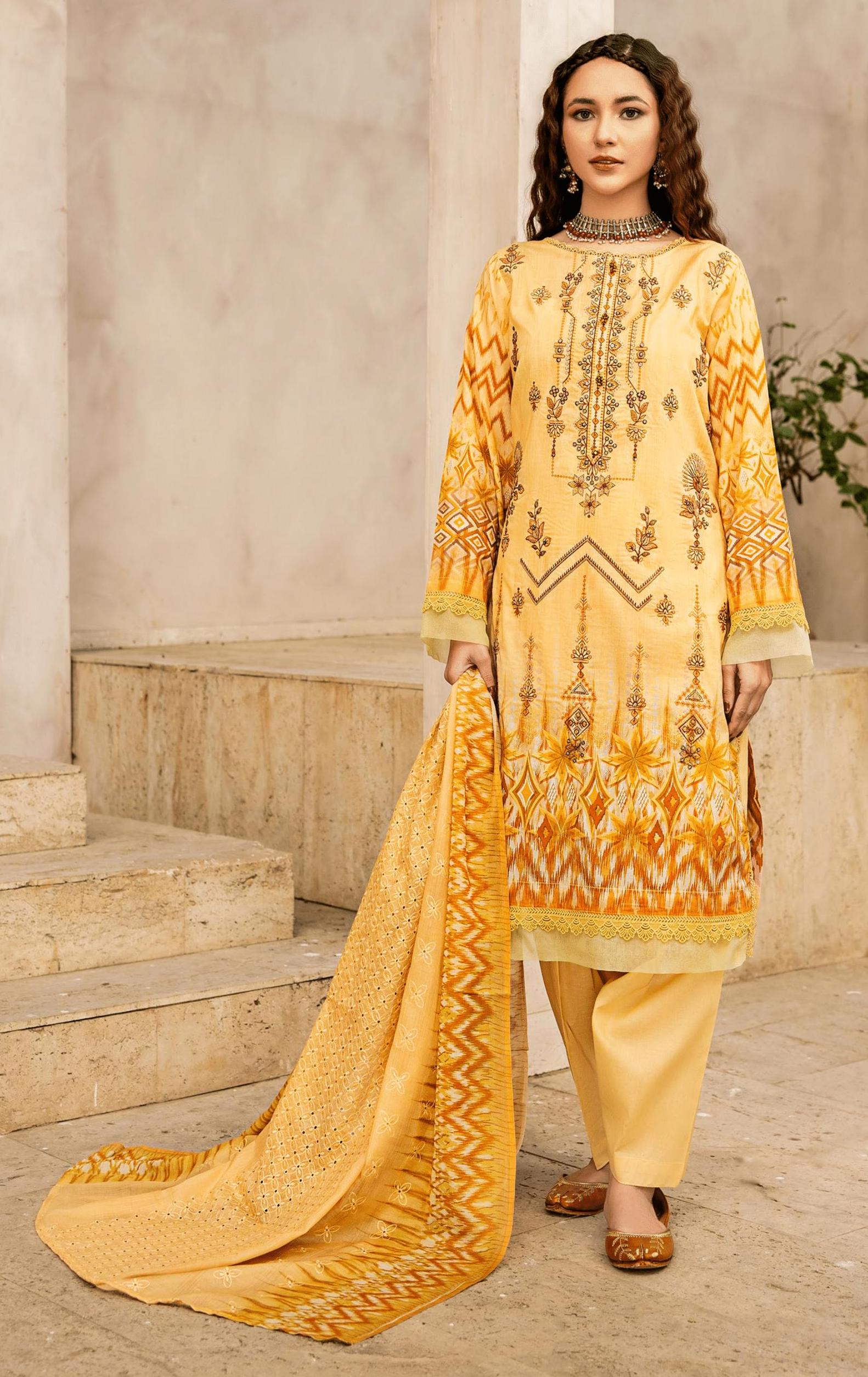 Eid Dress For Womens - Pakistani Embroidered Lawn Ramadan Partywear Festival Suits In Medium & Large Size