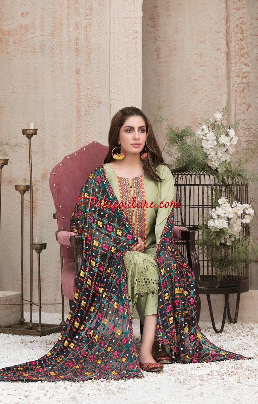 Eid Dress For Womens - Pakistani Embroidered Lawn Ramadan Partywear Festival Suits Salwar Kameez Suit In XL Size