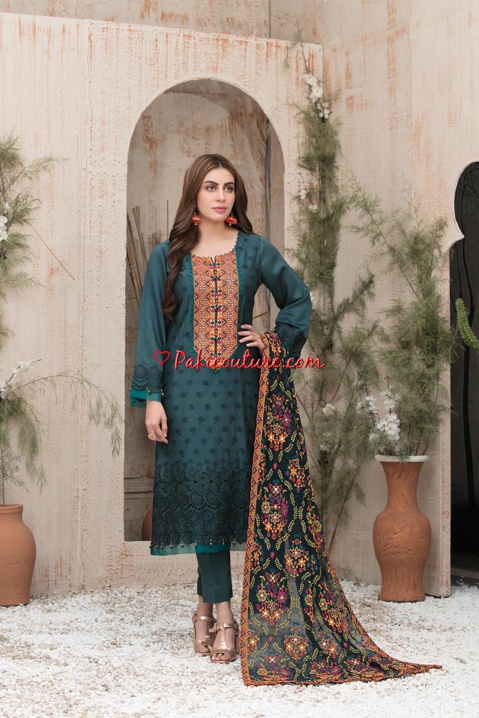 Eid Dress For Womens - Pakistani Embroidered Lawn Ramadan Partywear Festival Suits Salwar Kameez Suit In XL Size