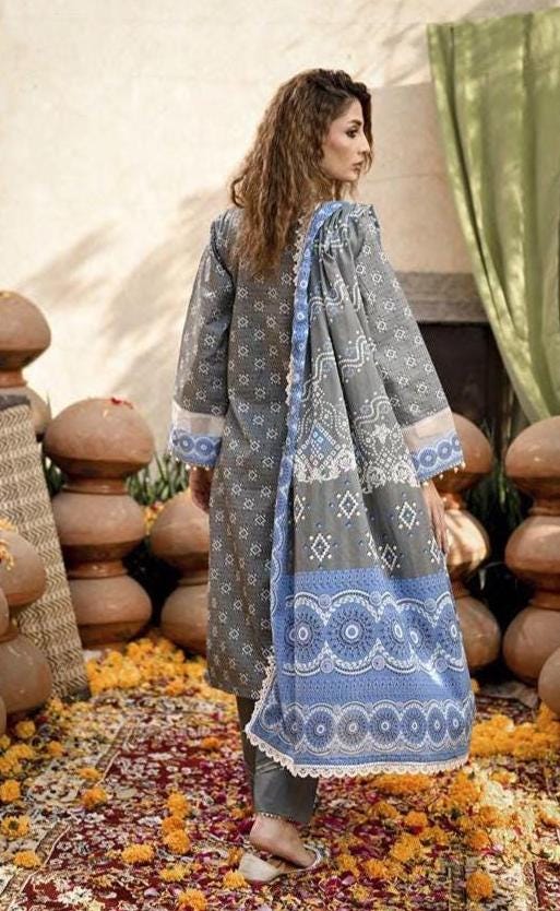 Eid Dress For Womens - Pakistani Embroidered Lawn Ramadan Partywear Festival Suits Printed Chunri Dresses In Small, Medium & Large Size