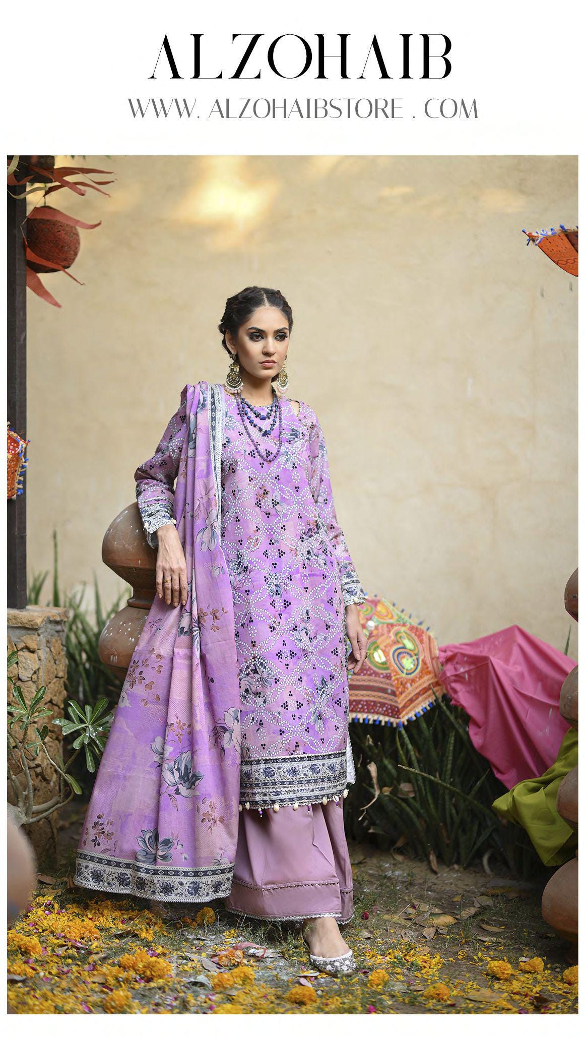 Eid Dress For Womens - Pakistani Embroidered Lawn Ramadan Partywear Festival Suits Printed Chunri Dresses In Small, Medium & Large Size