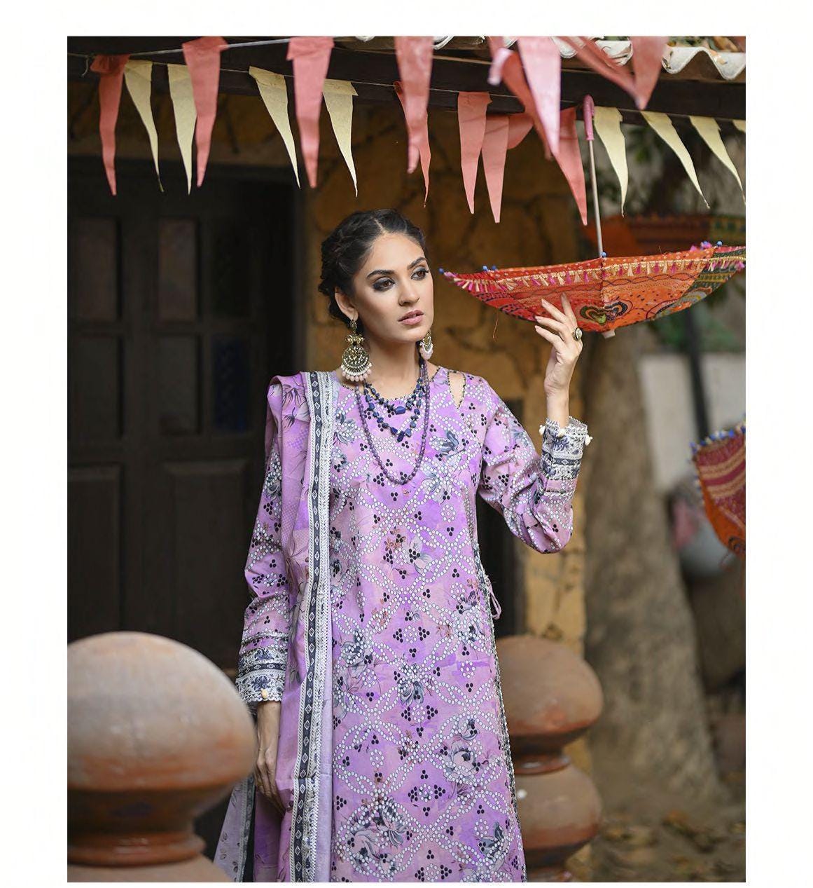 Eid Dress For Womens - Pakistani Embroidered Lawn Ramadan Partywear Festival Suits Printed Chunri Dresses In Small, Medium & Large Size