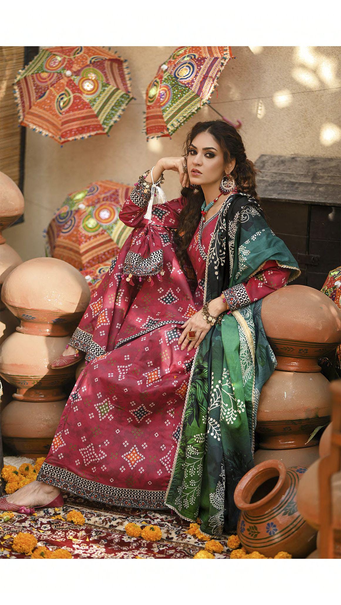 Eid Dress For Womens - Pakistani Embroidered Lawn Ramadan Partywear Festival Suits Printed Chunri Dresses In Small, Medium & Large Size
