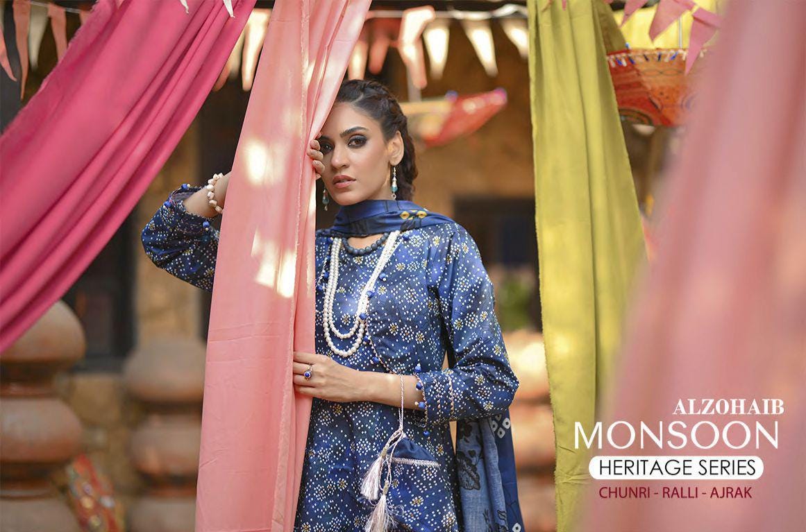 Eid Dress For Womens - Pakistani Embroidered Lawn Ramadan Partywear Festival Suits Printed Chunri Dresses In Small, Medium & Large Size