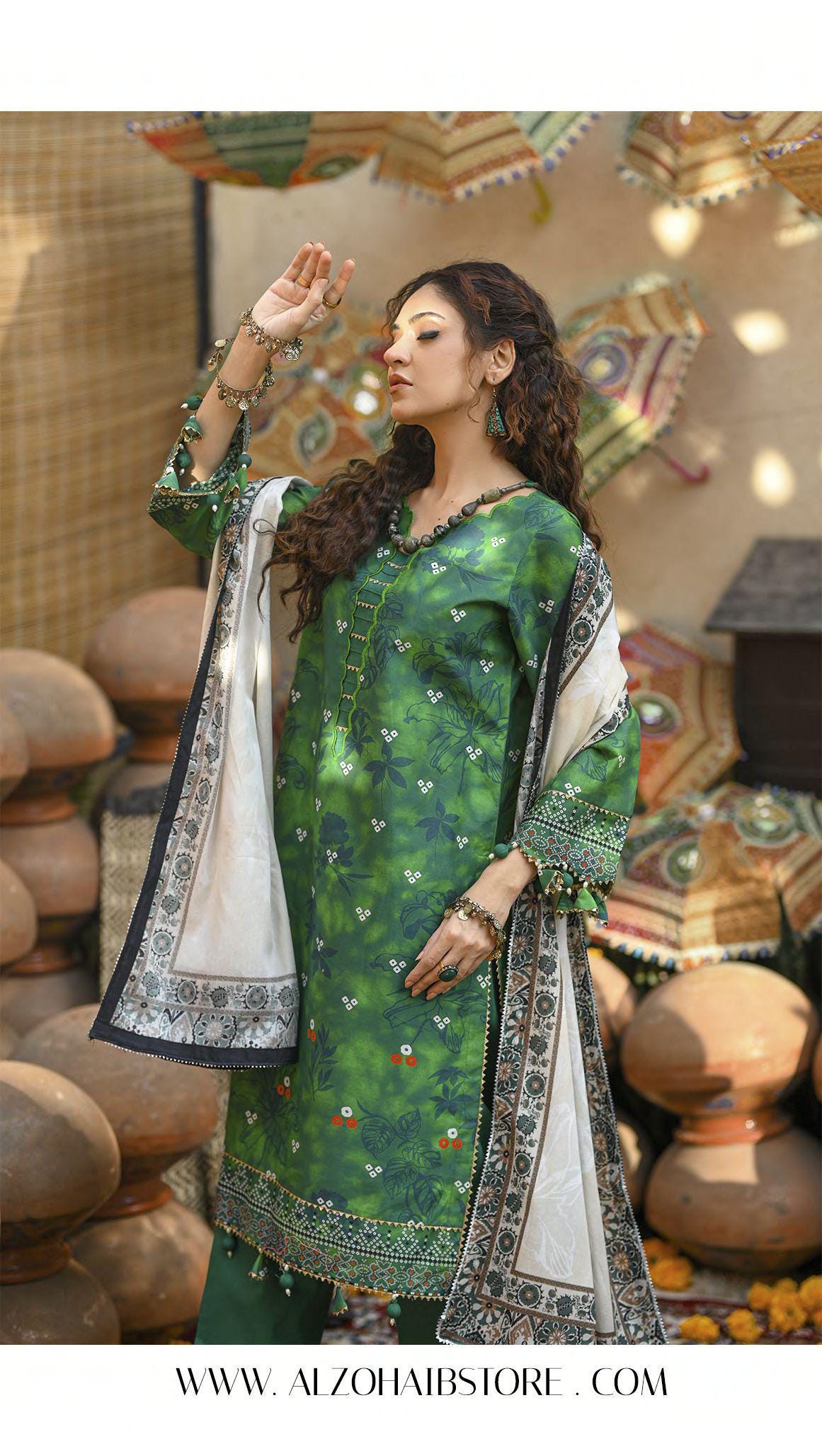 Eid Dress For Womens - Pakistani Embroidered Lawn Ramadan Partywear Festival Suits Printed Chunri Dresses In Small, Medium & Large Size