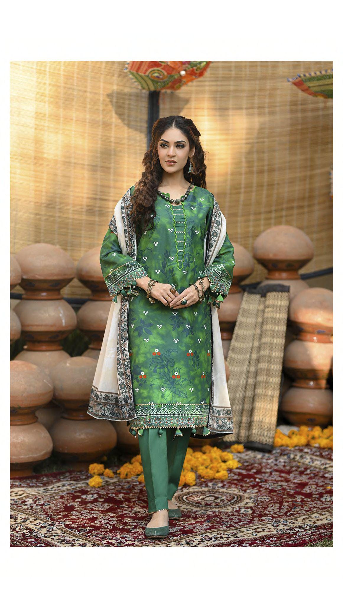 Eid Dress For Womens - Pakistani Embroidered Lawn Ramadan Partywear Festival Suits Printed Chunri Dresses In Small, Medium & Large Size