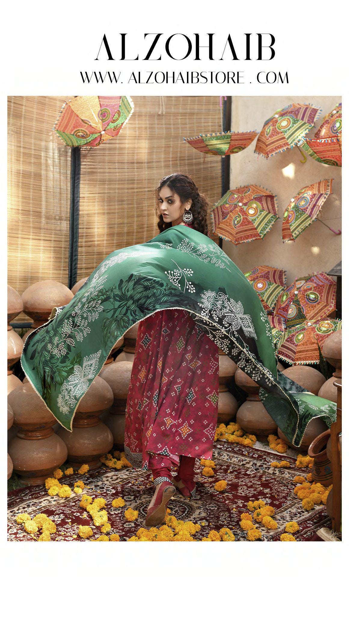 Eid Dress For Womens - Pakistani Embroidered Lawn Ramadan Partywear Festival Suits Printed Chunri Dresses In Small, Medium & Large Size
