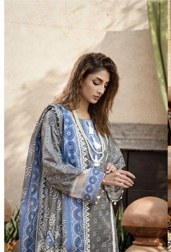 Eid Dress For Womens - Pakistani Embroidered Lawn Ramadan Partywear Festival Suits Printed Chunri Dresses In Small, Medium & Large Size