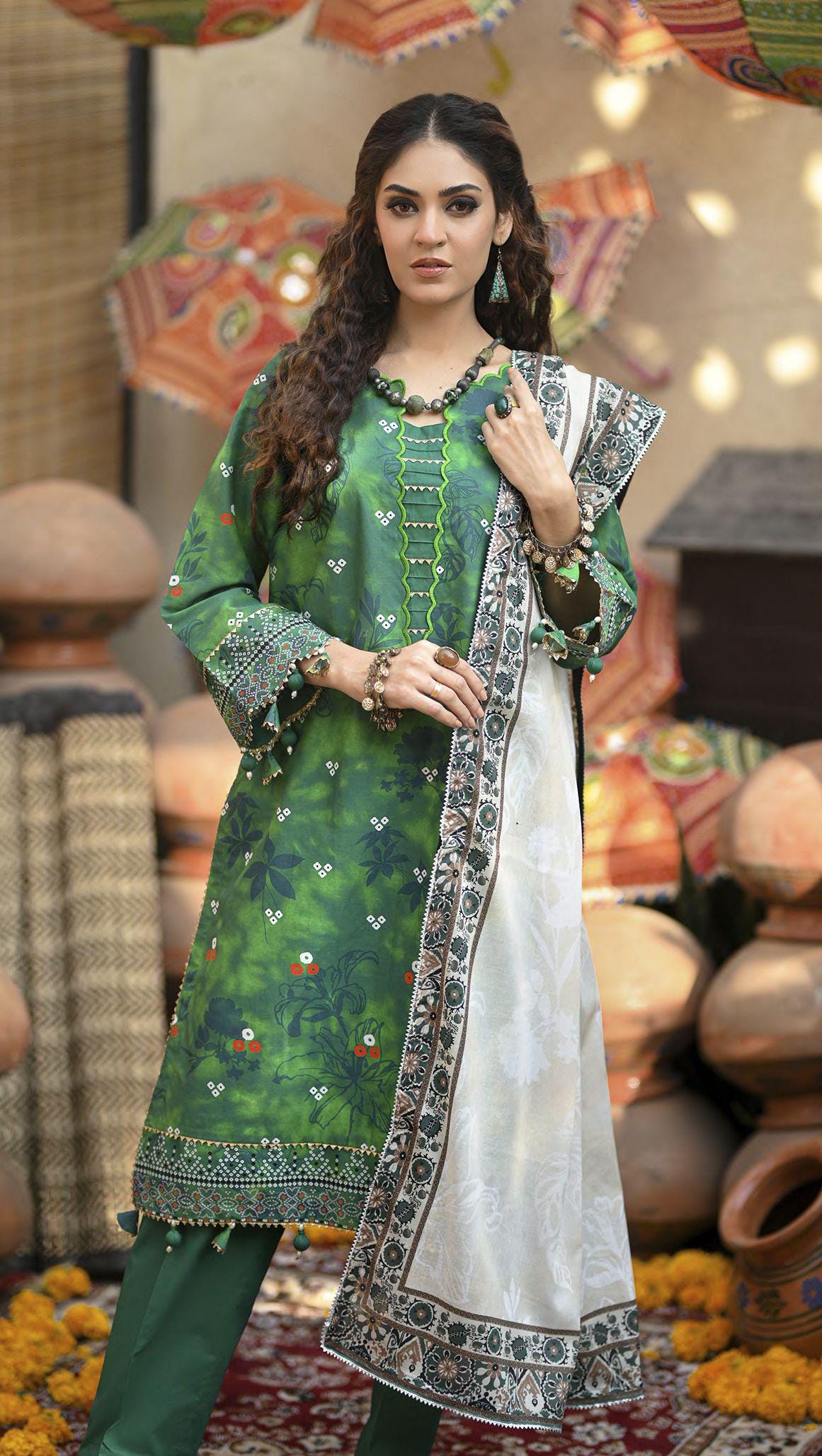 Eid Dress For Womens - Pakistani Embroidered Lawn Ramadan Partywear Festival Suits Printed Chunri Dresses In Small, Medium & Large Size