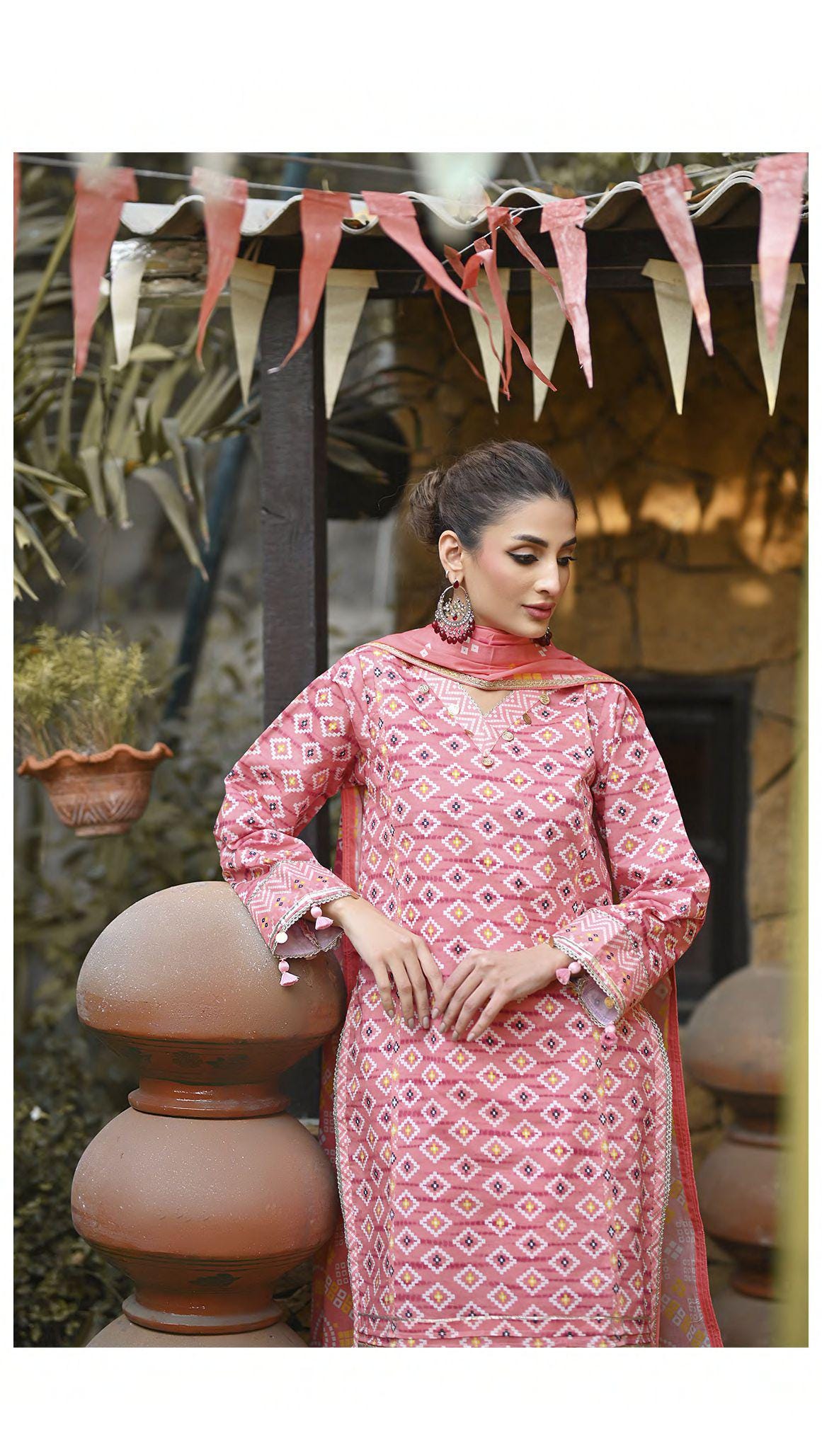 Eid Dress For Womens - Pakistani Embroidered Lawn Ramadan Partywear Festival Suits Printed Chunri Dresses In Small, Medium & Large Size