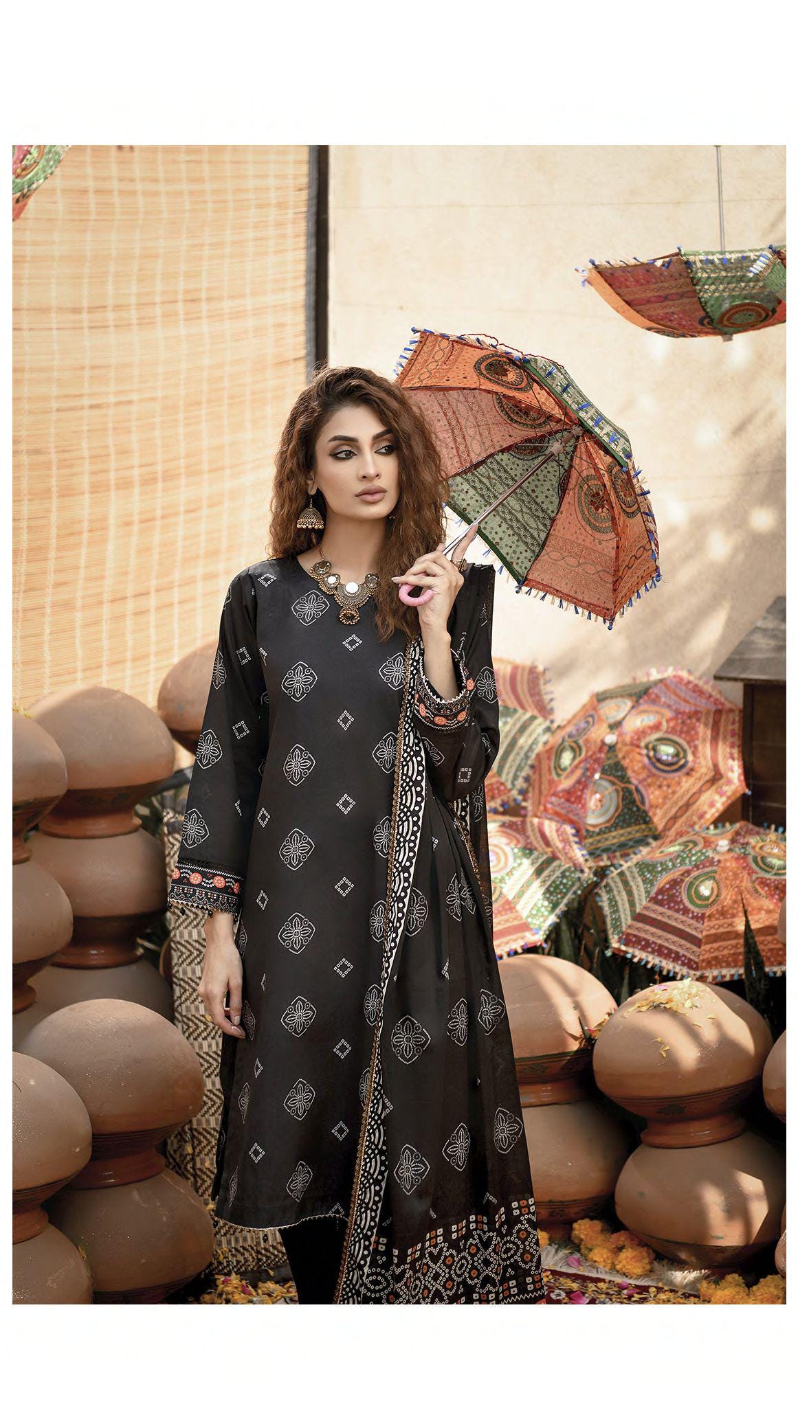 Eid Dress For Womens - Pakistani Embroidered Lawn Ramadan Partywear Festival Suits Printed Chunri Dresses In Small, Medium & Large Size