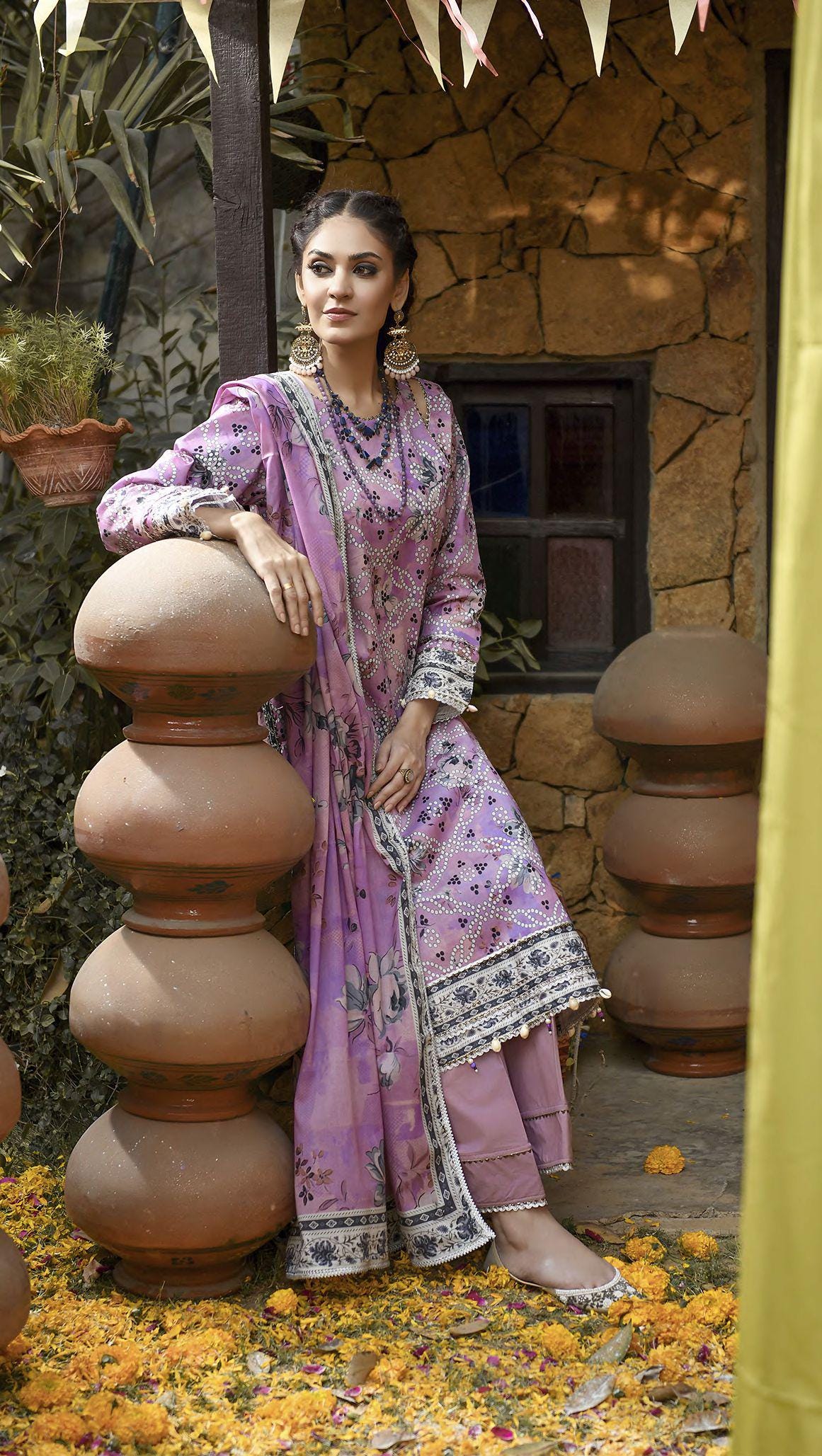 Eid Dress For Womens - Pakistani Embroidered Lawn Ramadan Partywear Festival Suits Printed Chunri Dresses In Small, Medium & Large Size