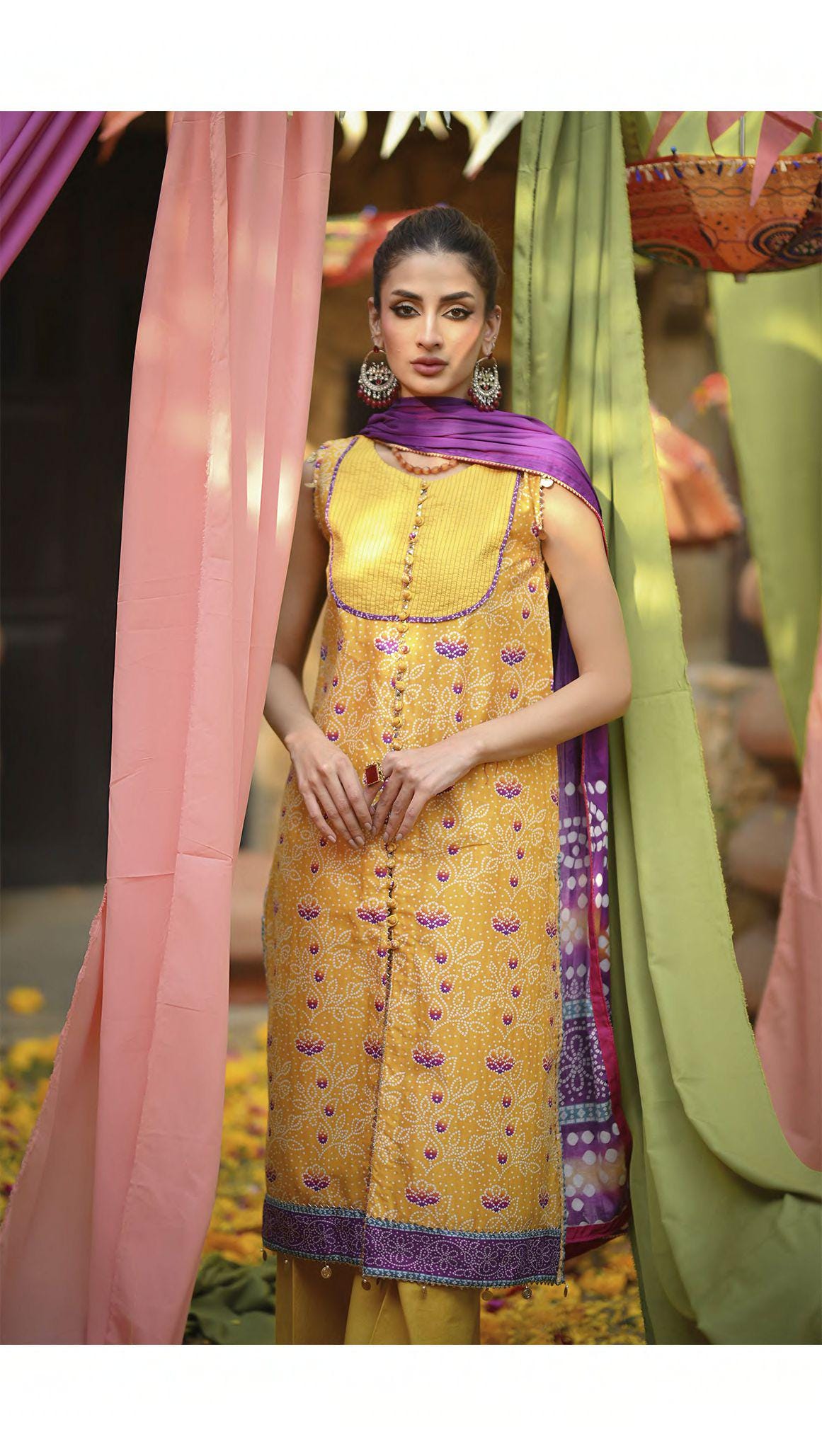 Eid Dress For Womens - Pakistani Embroidered Lawn Ramadan Partywear Festival Suits Printed Chunri Dresses In Small, Medium & Large Size