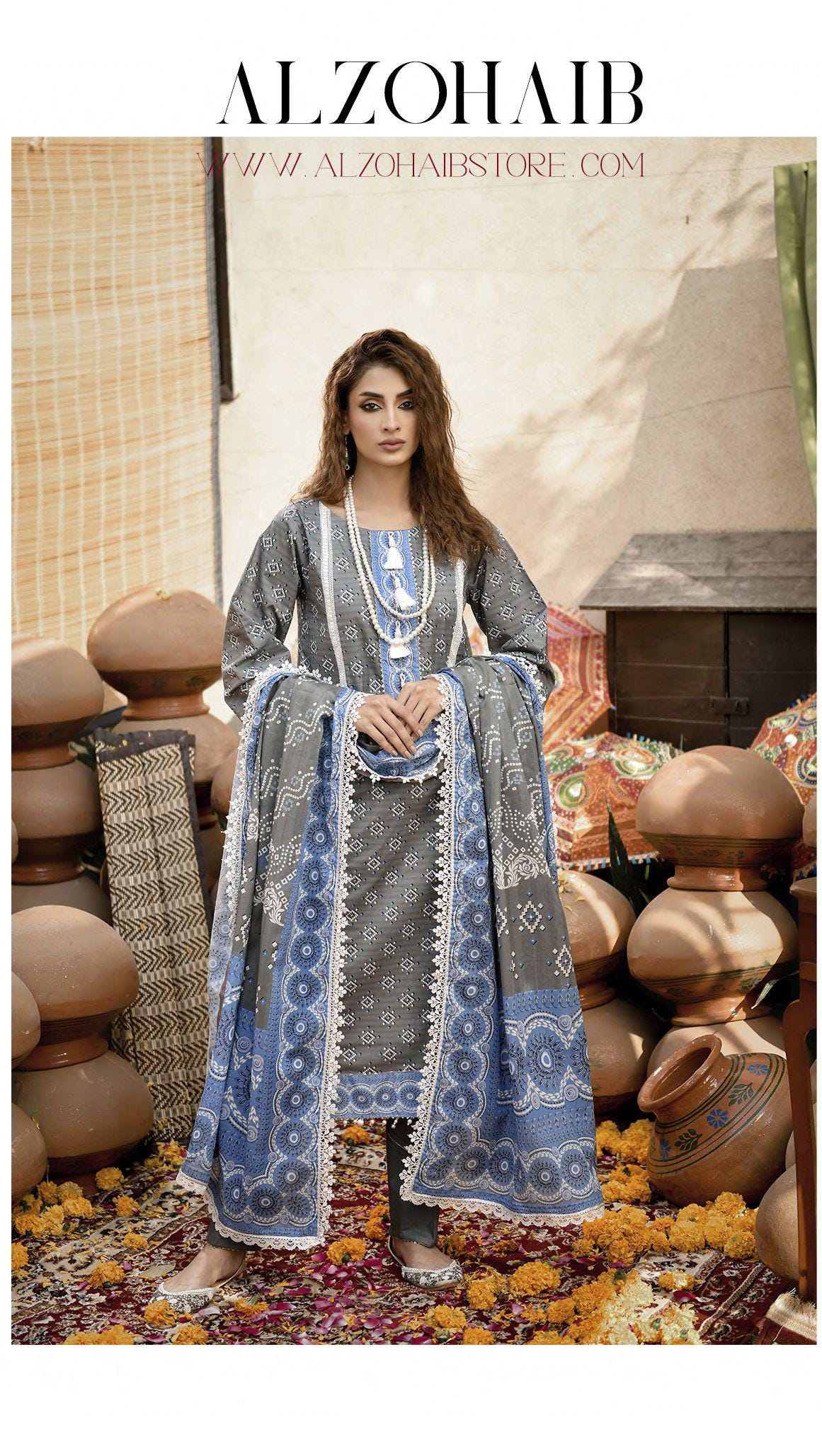 Eid Dress For Womens - Pakistani Embroidered Lawn Ramadan Partywear Festival Suits Printed Chunri Dresses In Small, Medium & Large Size