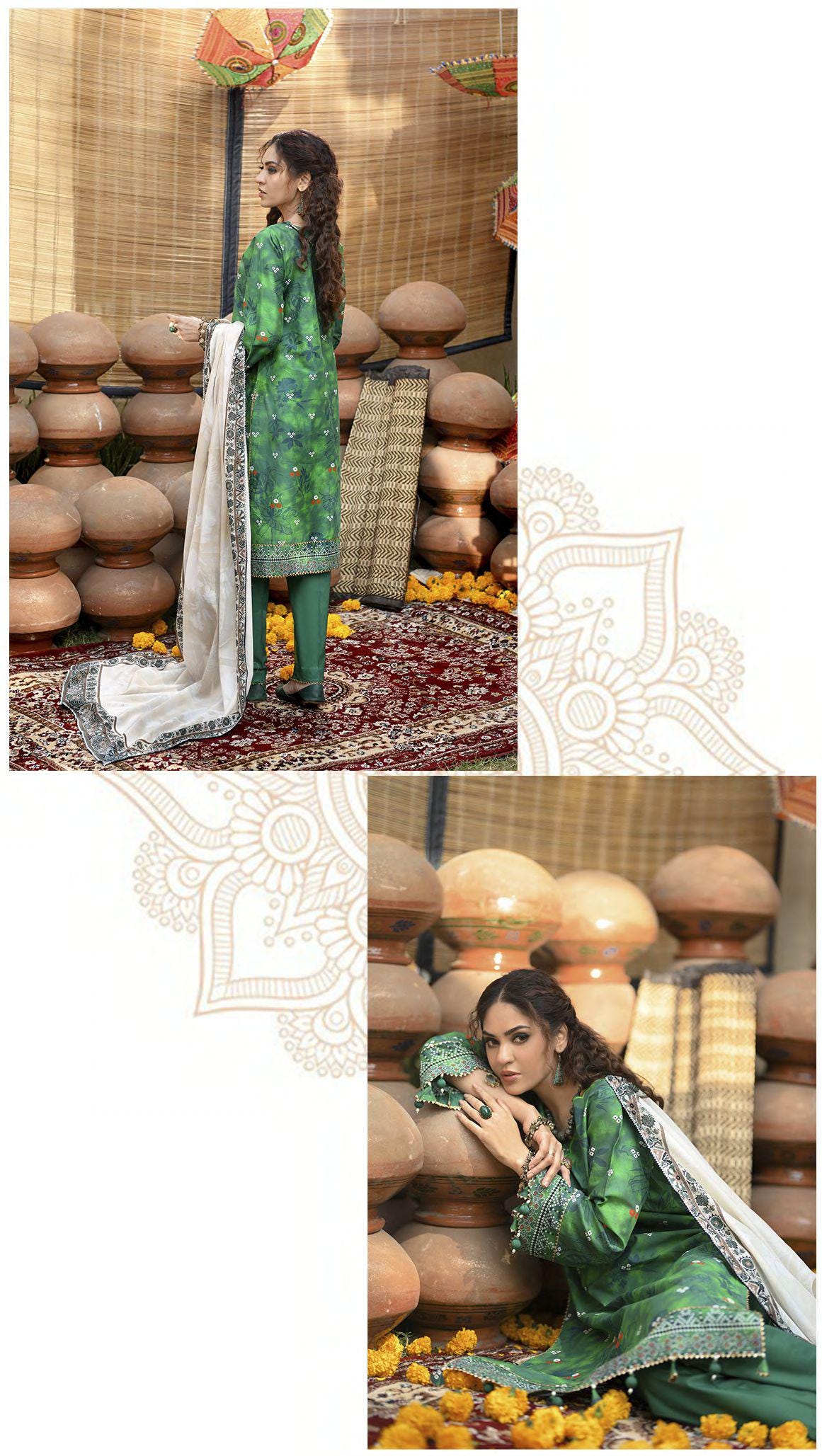 Eid Dress For Womens - Pakistani Embroidered Lawn Ramadan Partywear Festival Suits Printed Chunri Dresses In Small, Medium & Large Size