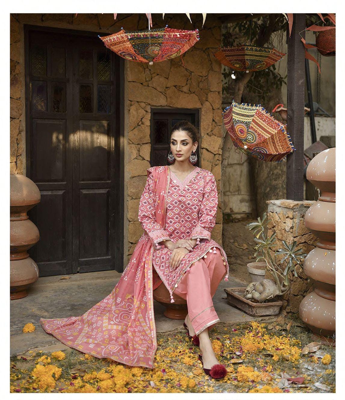 Eid Dress For Womens - Pakistani Embroidered Lawn Ramadan Partywear Festival Suits Printed Chunri Dresses In Small, Medium & Large Size