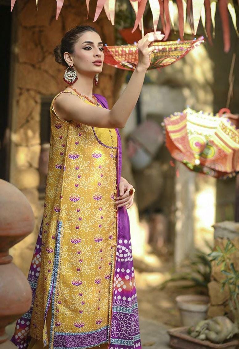Eid Dress For Womens - Pakistani Embroidered Lawn Ramadan Partywear Festival Suits Printed Chunri Dresses In Small, Medium & Large Size