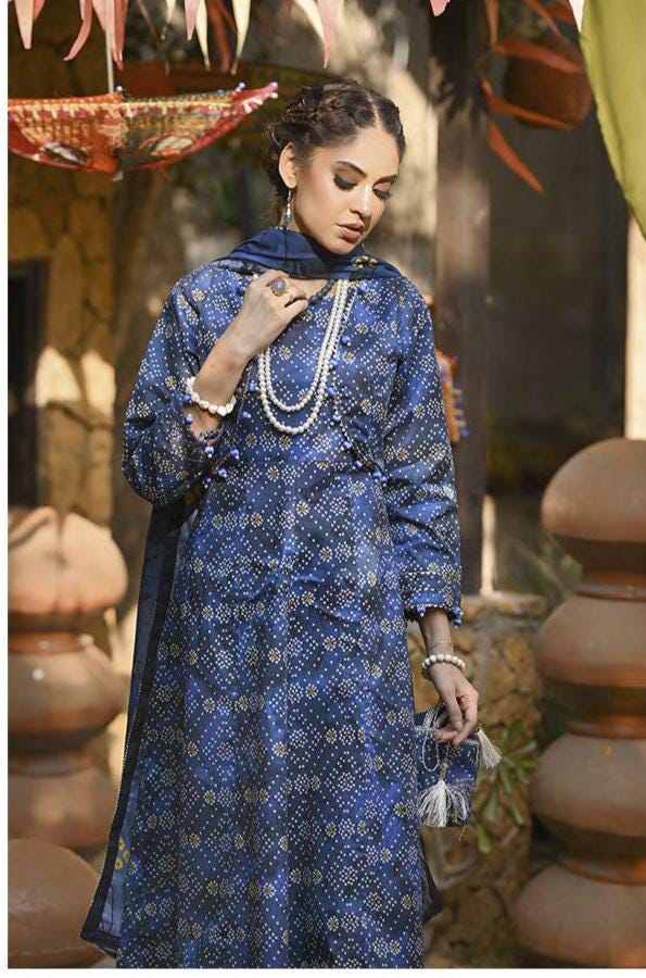 Eid Dress For Womens - Pakistani Embroidered Lawn Ramadan Partywear Festival Suits Printed Chunri Dresses In Small, Medium & Large Size