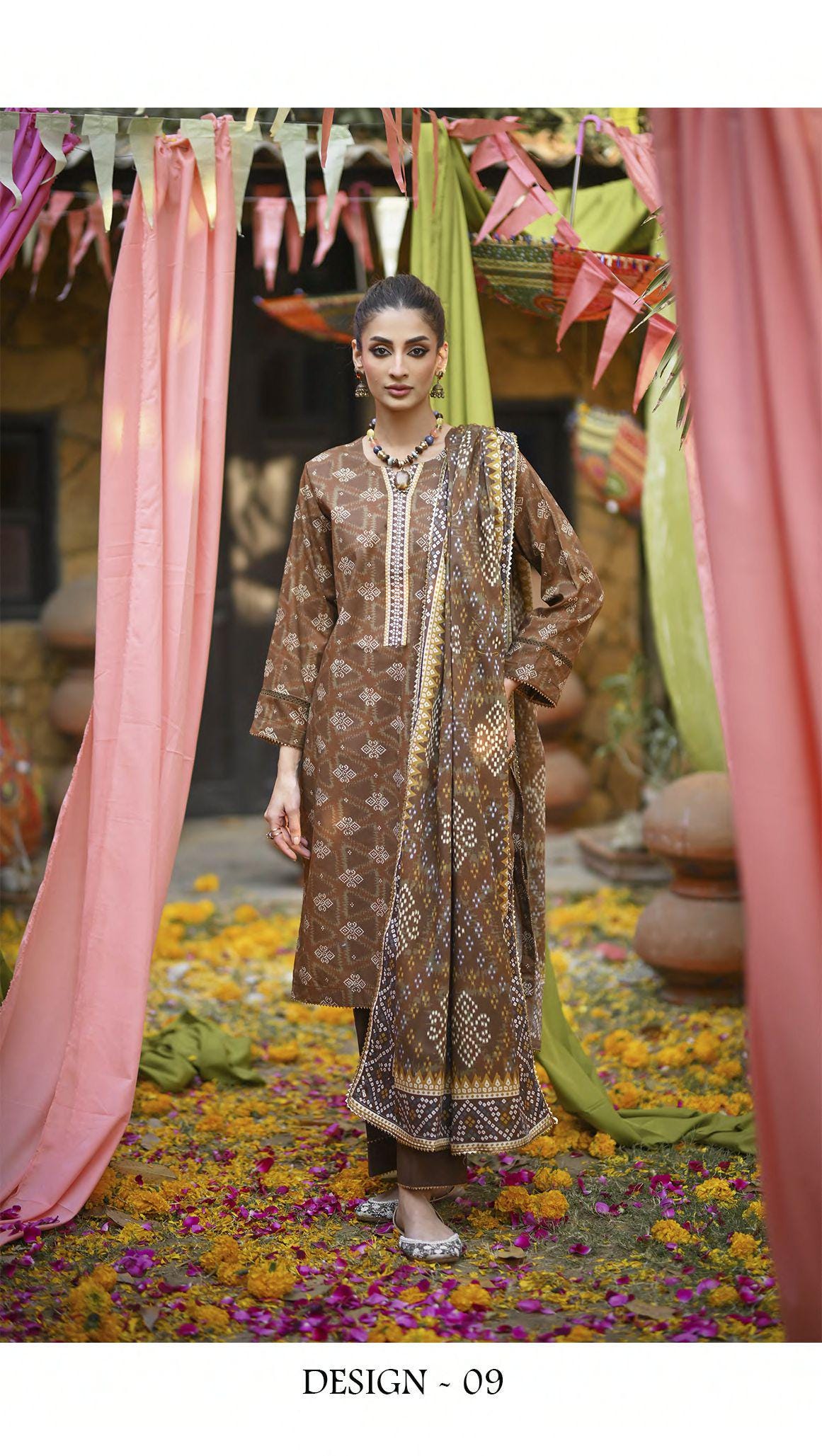 Eid Dress For Womens - Pakistani Embroidered Lawn Ramadan Partywear Festival Suits Printed Chunri Dresses In Small, Medium & Large Size