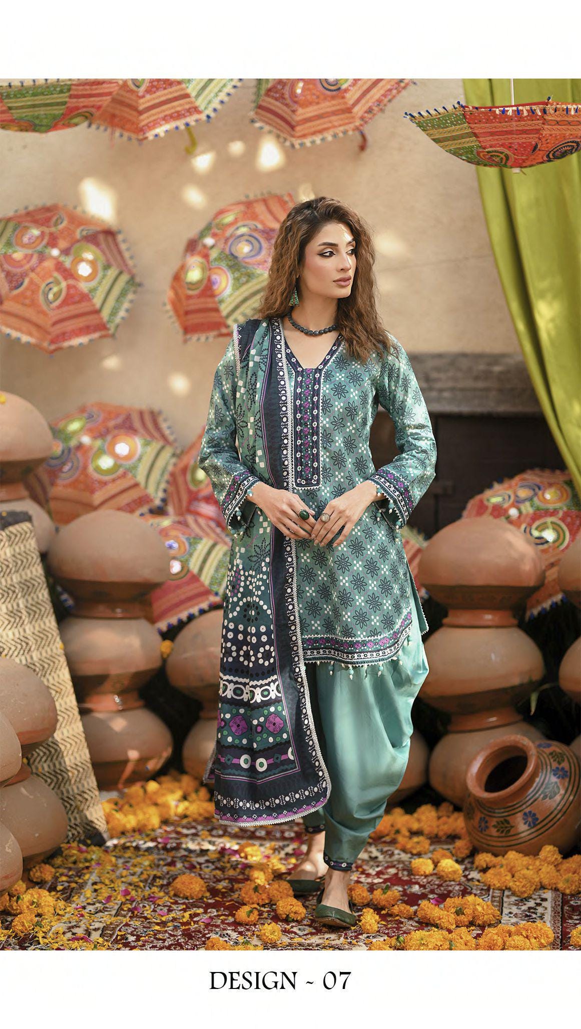Eid Dress For Womens - Pakistani Embroidered Lawn Ramadan Partywear Festival Suits Printed Chunri Dresses In Small, Medium & Large Size