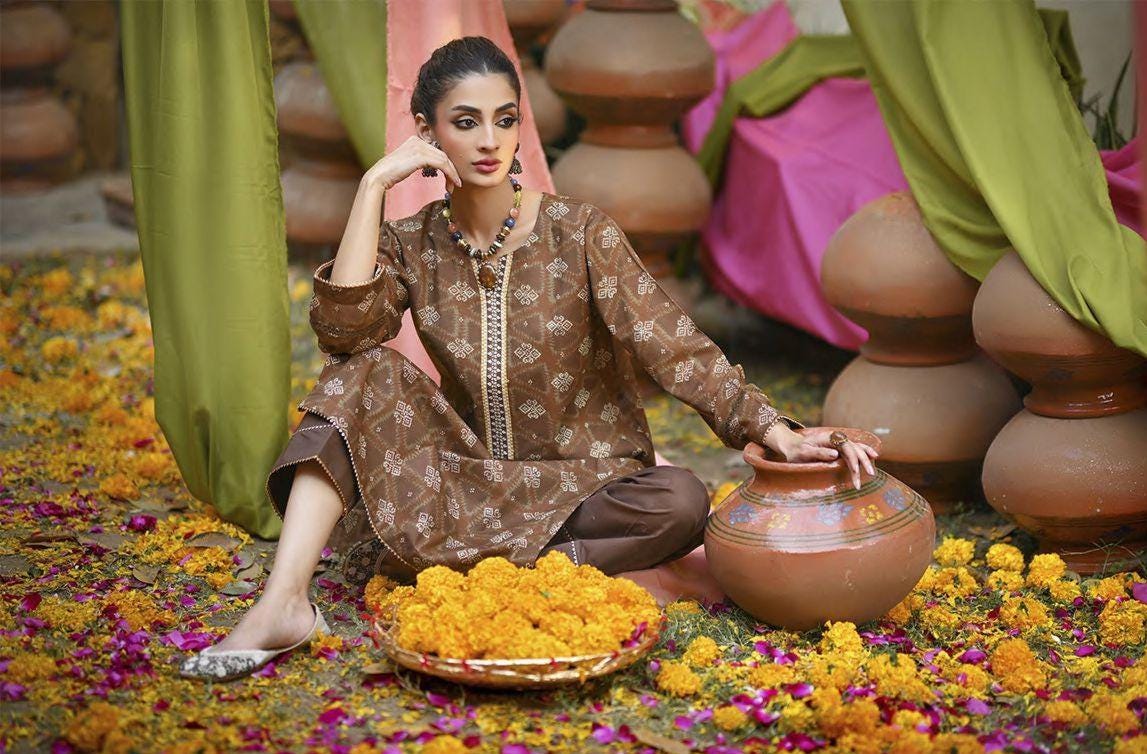 Eid Dress For Womens - Pakistani Embroidered Lawn Ramadan Partywear Festival Suits Printed Chunri Dresses In Small, Medium & Large Size