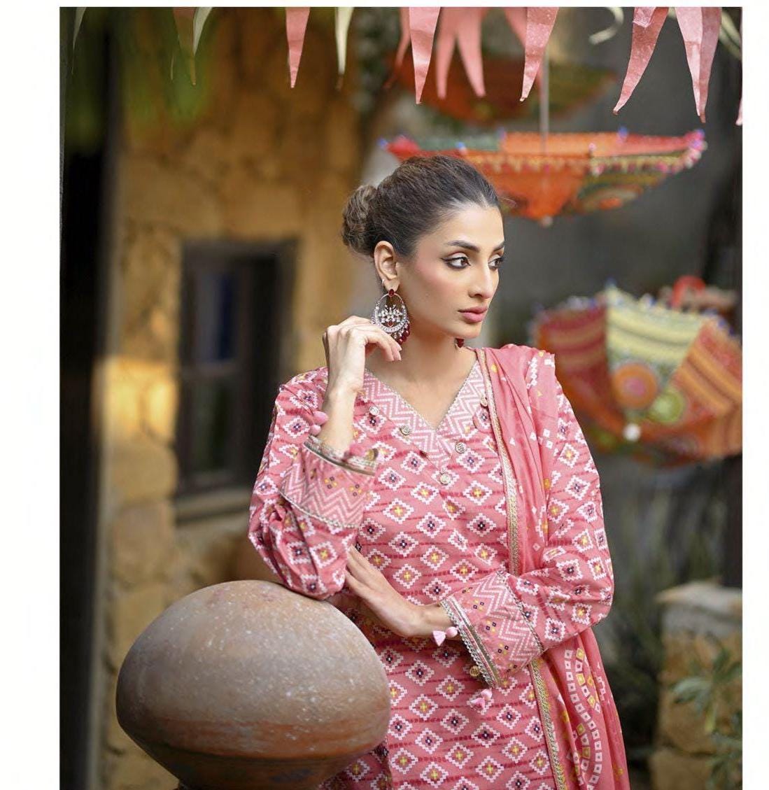Eid Dress For Womens - Pakistani Embroidered Lawn Ramadan Partywear Festival Suits Printed Chunri Dresses In Small, Medium & Large Size