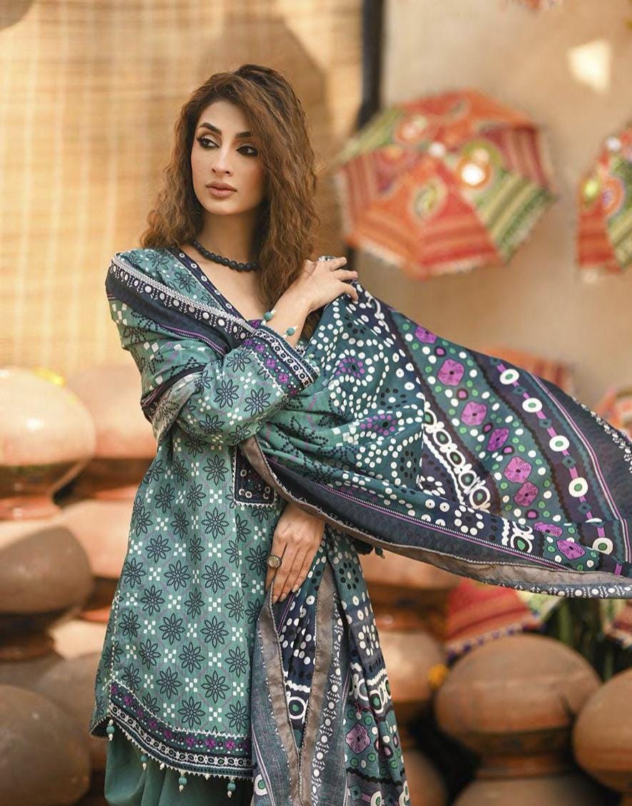 Eid Dress For Womens - Pakistani Embroidered Lawn Ramadan Partywear Festival Suits Printed Chunri Dresses In Small, Medium & Large Size