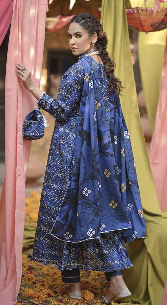 Eid Dress For Womens - Pakistani Embroidered Lawn Ramadan Partywear Festival Suits Printed Chunri Dresses In Small, Medium & Large Size