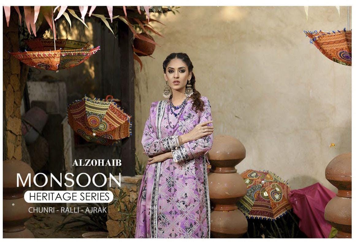 Eid Dress For Womens - Pakistani Embroidered Lawn Ramadan Partywear Festival Suits Printed Chunri Dresses In Small, Medium & Large Size