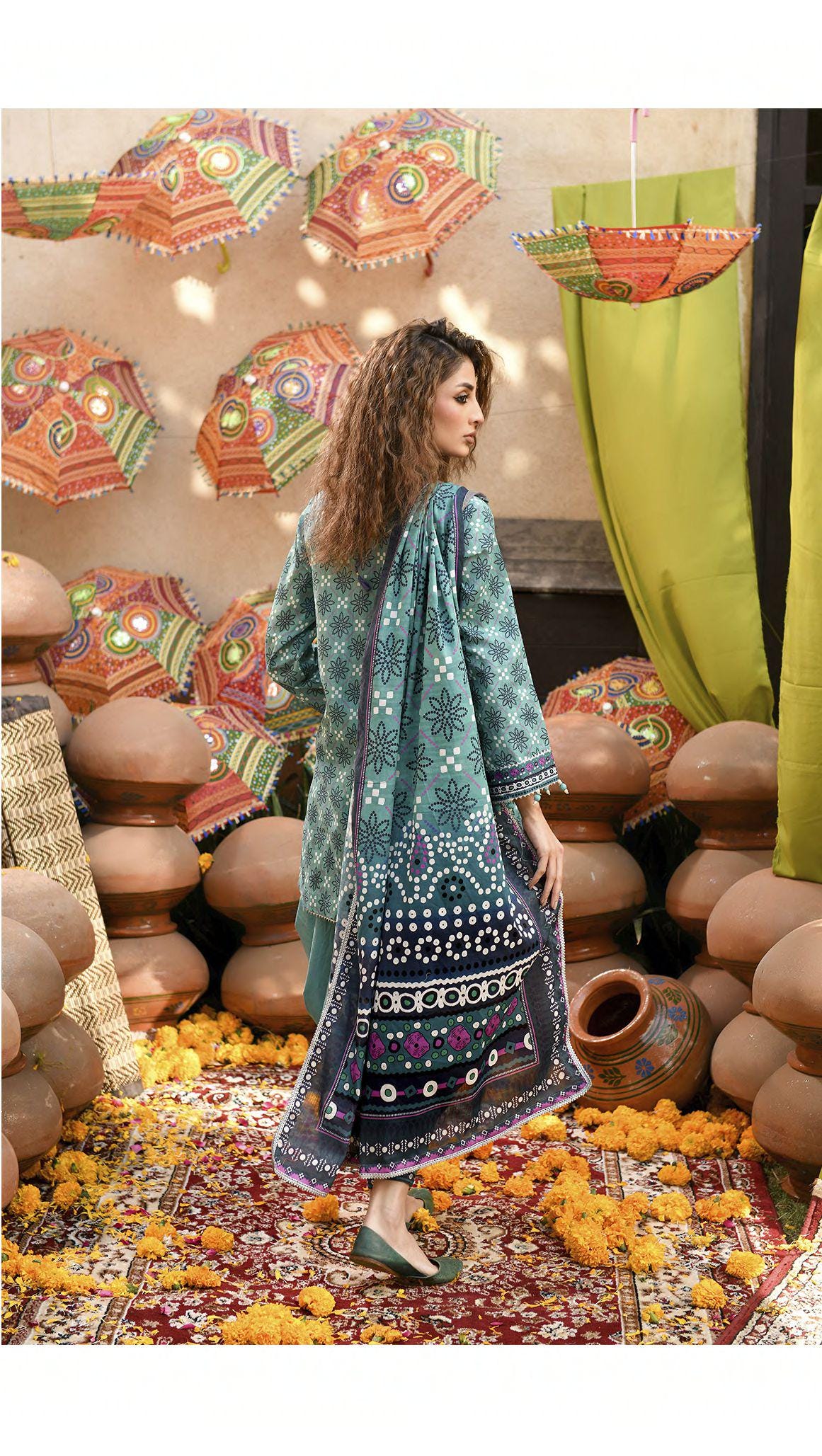 Eid Dress For Womens - Pakistani Embroidered Lawn Ramadan Partywear Festival Suits Printed Chunri Dresses In Small, Medium & Large Size