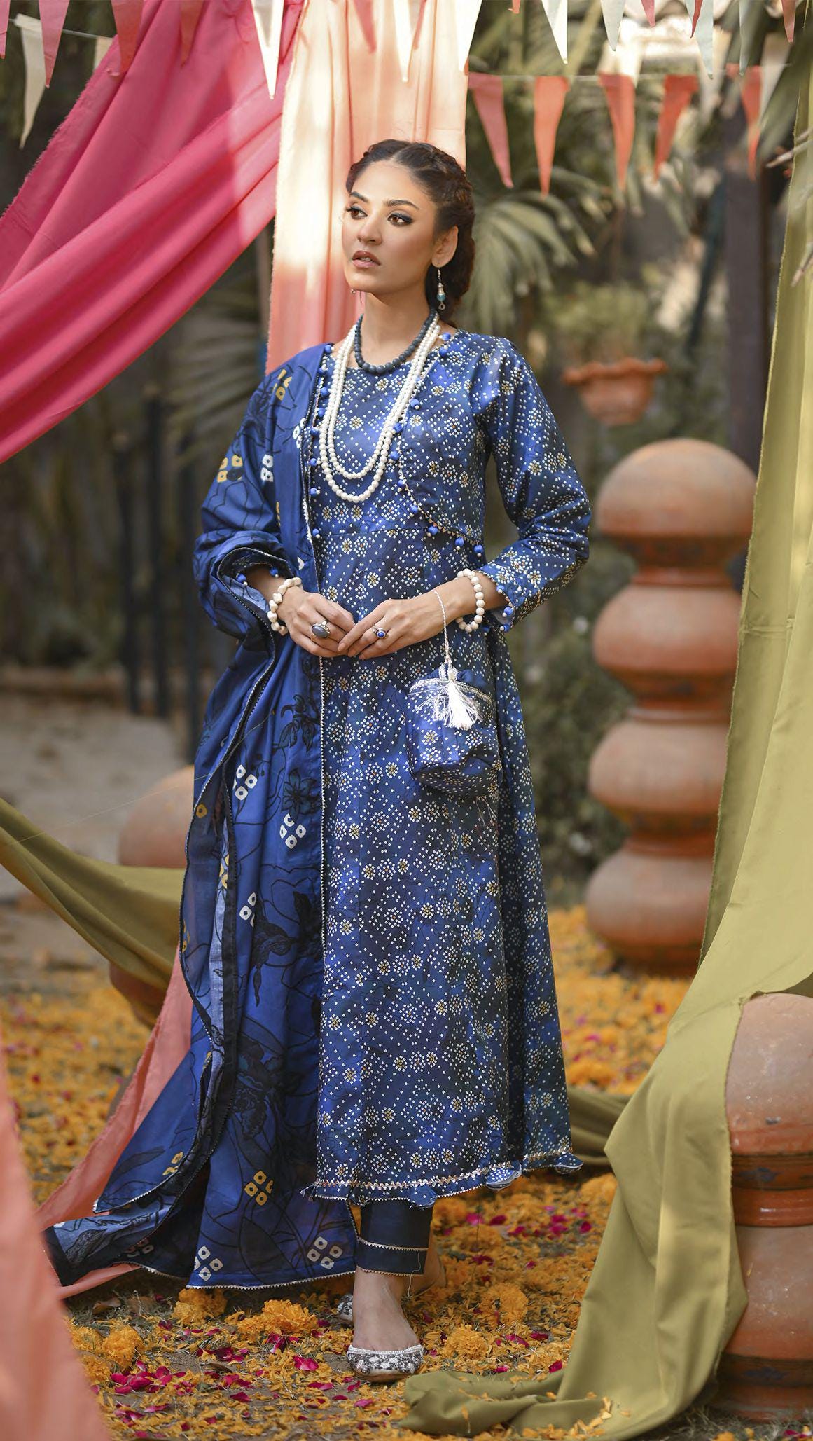Eid Dress For Womens - Pakistani Embroidered Lawn Ramadan Partywear Festival Suits Printed Chunri Dresses In Small, Medium & Large Size