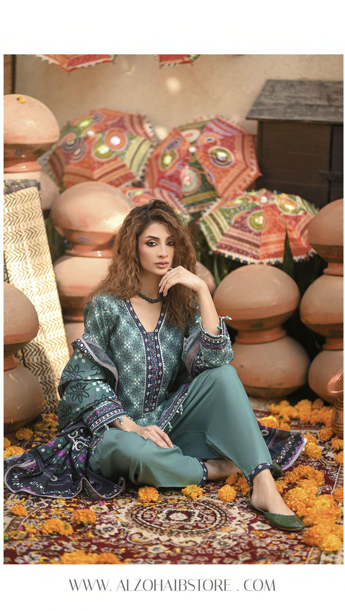 Eid Dress For Womens - Pakistani Embroidered Lawn Ramadan Partywear Festival Suits Printed Chunri Dresses In Small, Medium & Large Size