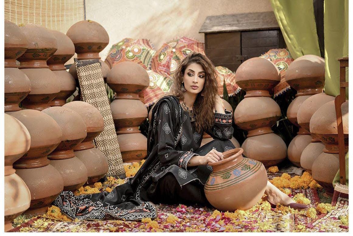 Eid Dress For Womens - Pakistani Embroidered Lawn Ramadan Partywear Festival Suits Printed Chunri Dresses In Small, Medium & Large Size