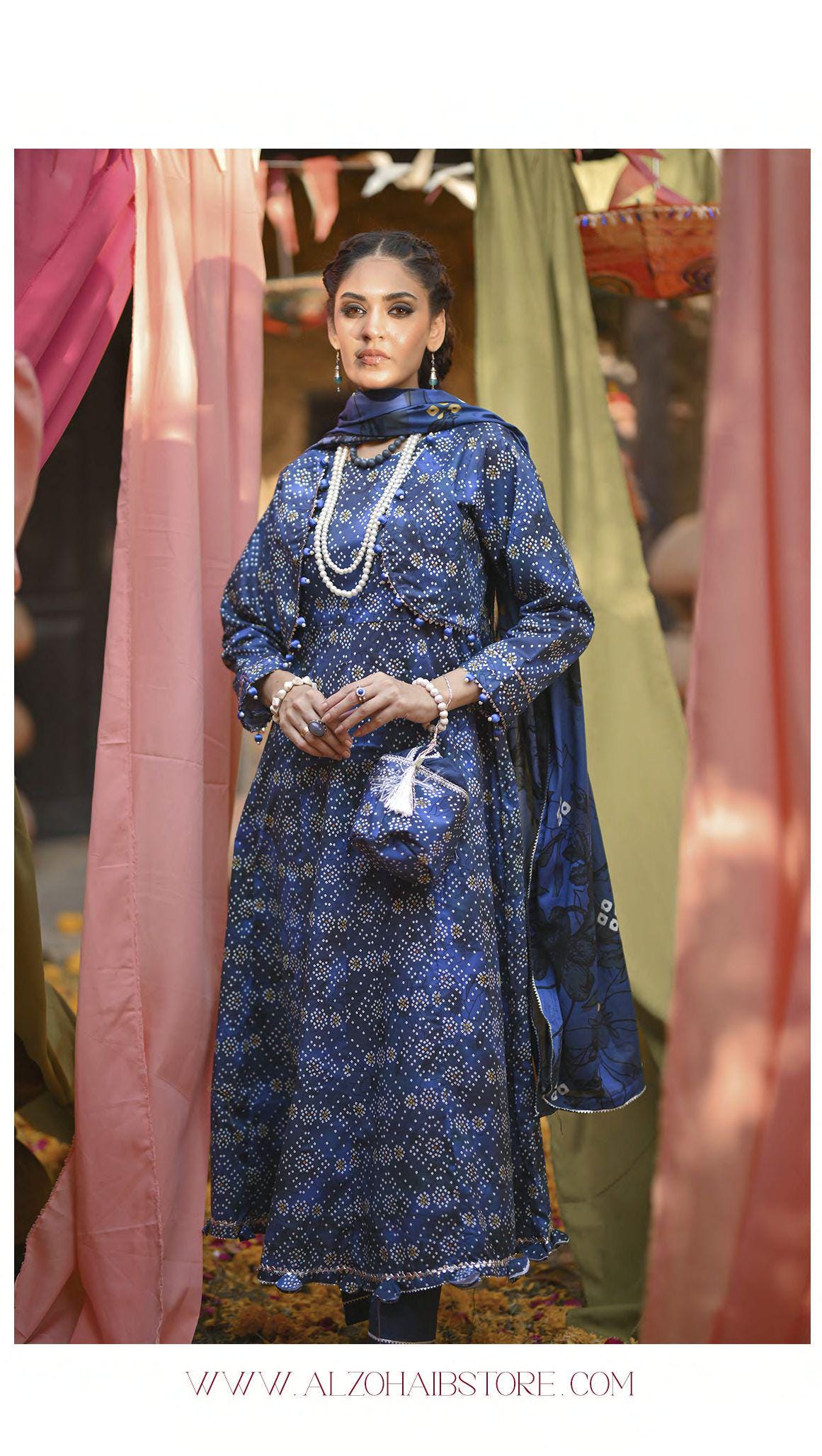 Eid Dress For Womens - Pakistani Embroidered Lawn Ramadan Partywear Festival Suits Printed Chunri Dresses In Small, Medium & Large Size