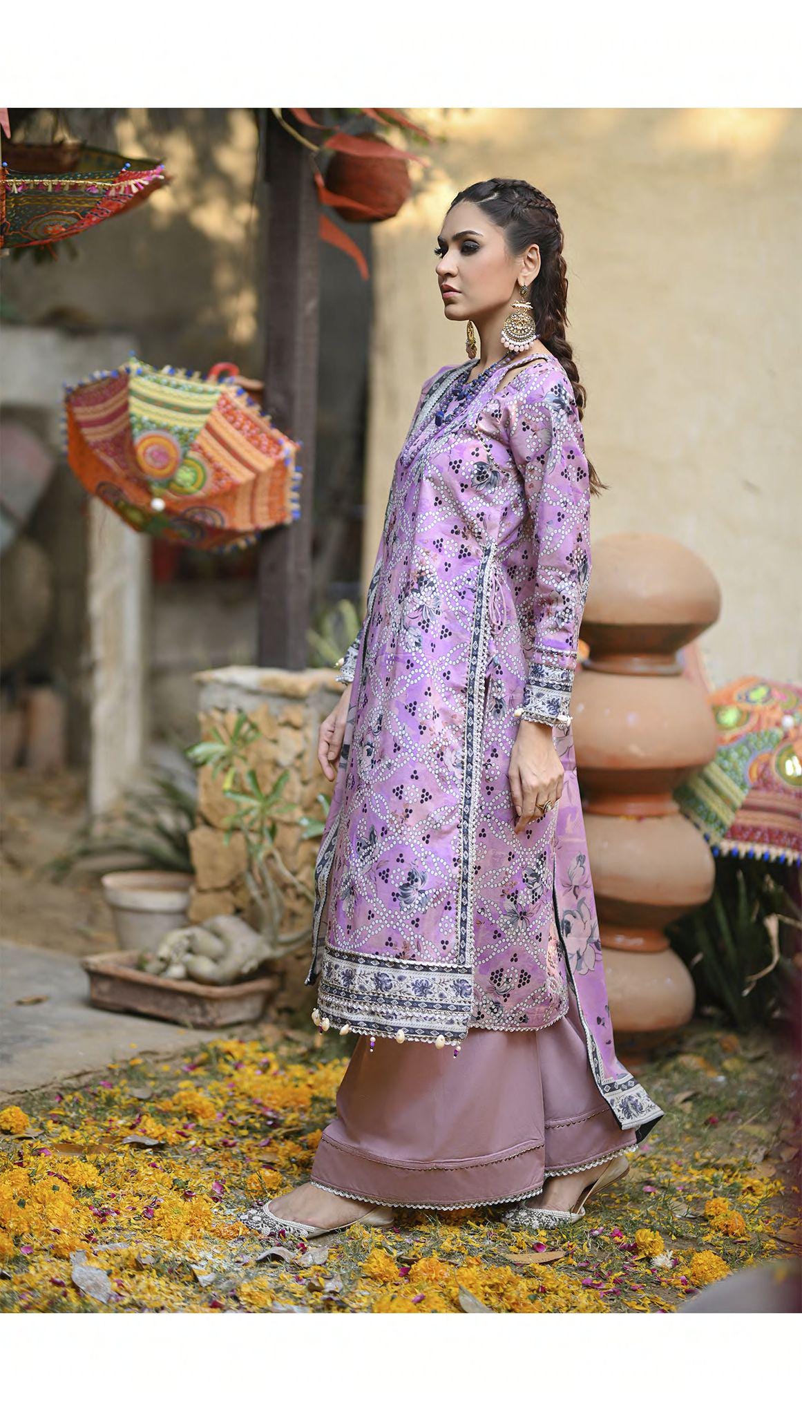 Eid Dress For Womens - Pakistani Embroidered Lawn Ramadan Partywear Festival Suits Printed Chunri Dresses In Small, Medium & Large Size