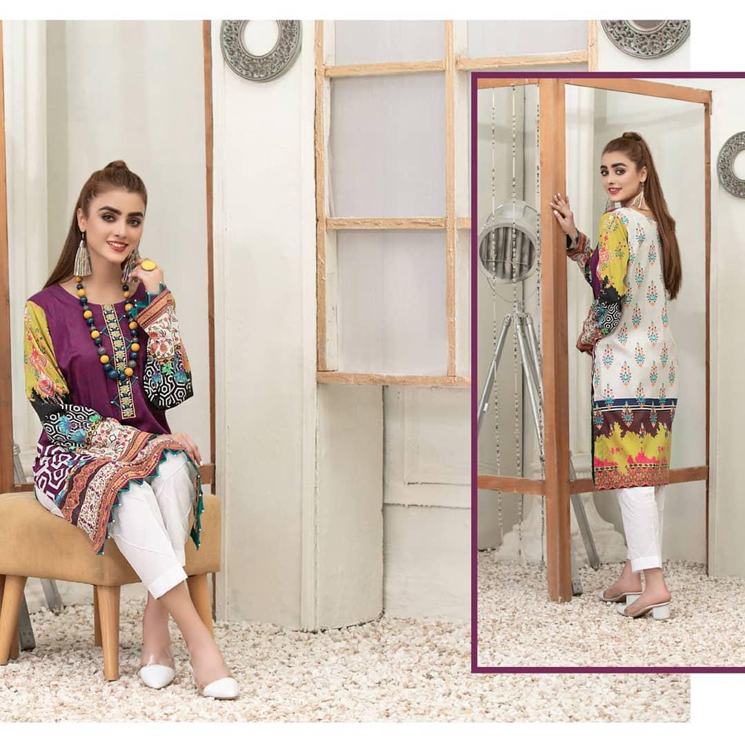 Eid Dress For Womens - Pakistani Embroidered Lawn Kurti for Girls Ramadan Partywear Festival Suits Kurti Available In Small & Large Size