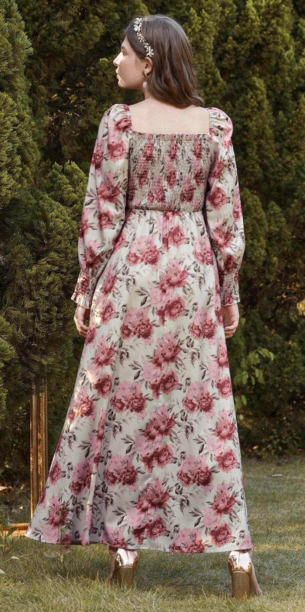 New Beautiful Model Square Floral Print Maxi Partywear Floral Maxi Designer Dress Floral Long Maxi Readymade Frock