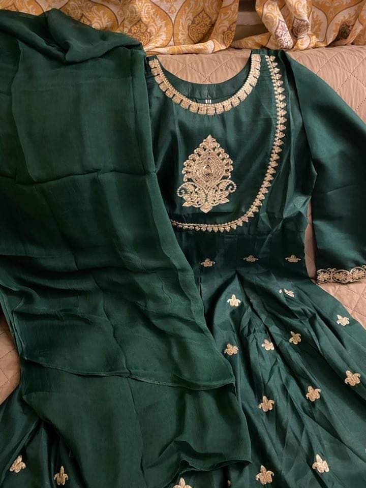 New Long Maxi for Eid Partywear, Stitched Embroidery Silk Anarkali Maxi for Wedding Partywear, Long Gown and Maxi for Girls