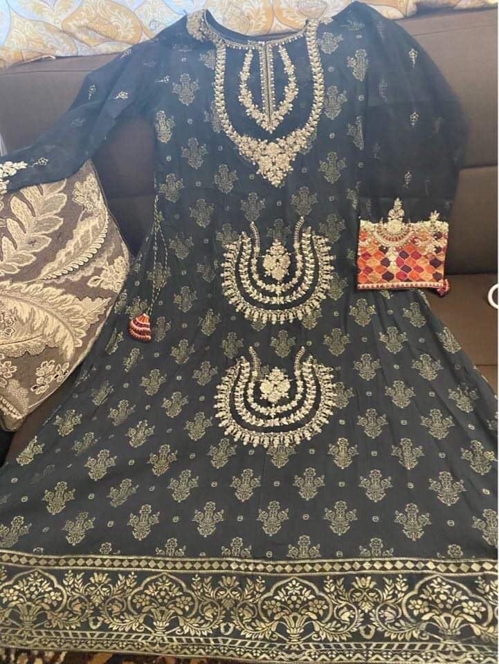 New Long Maxi for Eid Partywear, Stitched Embroidery Silk Anarkali Maxi for Wedding Partywear, Long Gown and Maxi for Girls