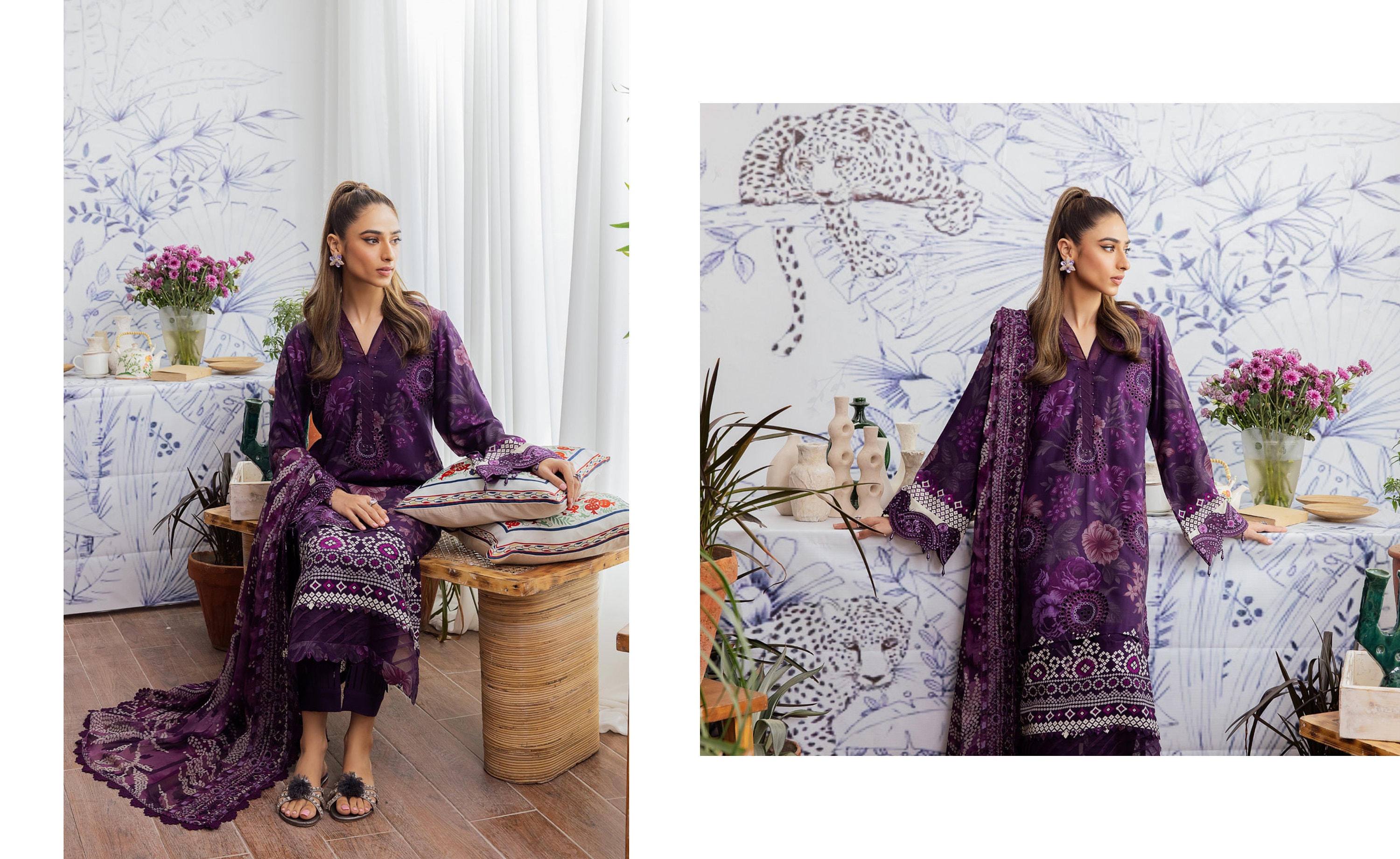 Eid Dress For Womens - Pakistani Embroidered Linen Ramadan Partywear Festival Suits Salwar Kameez Suit In Large Size