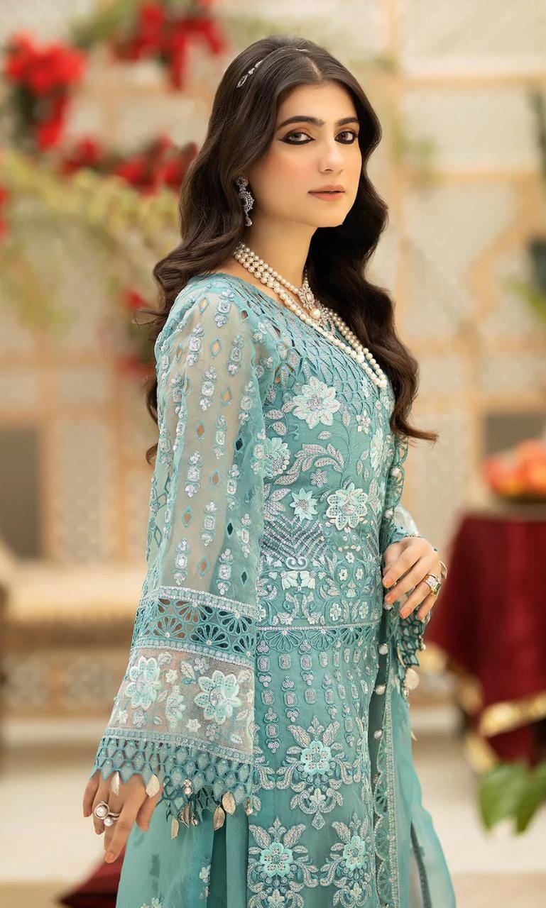 Eid Dress For Womens – Wedding Festival Salwar Kameez Suits Embroidered Chiffon Pakistani Eid Partywear Suit  In Large Size