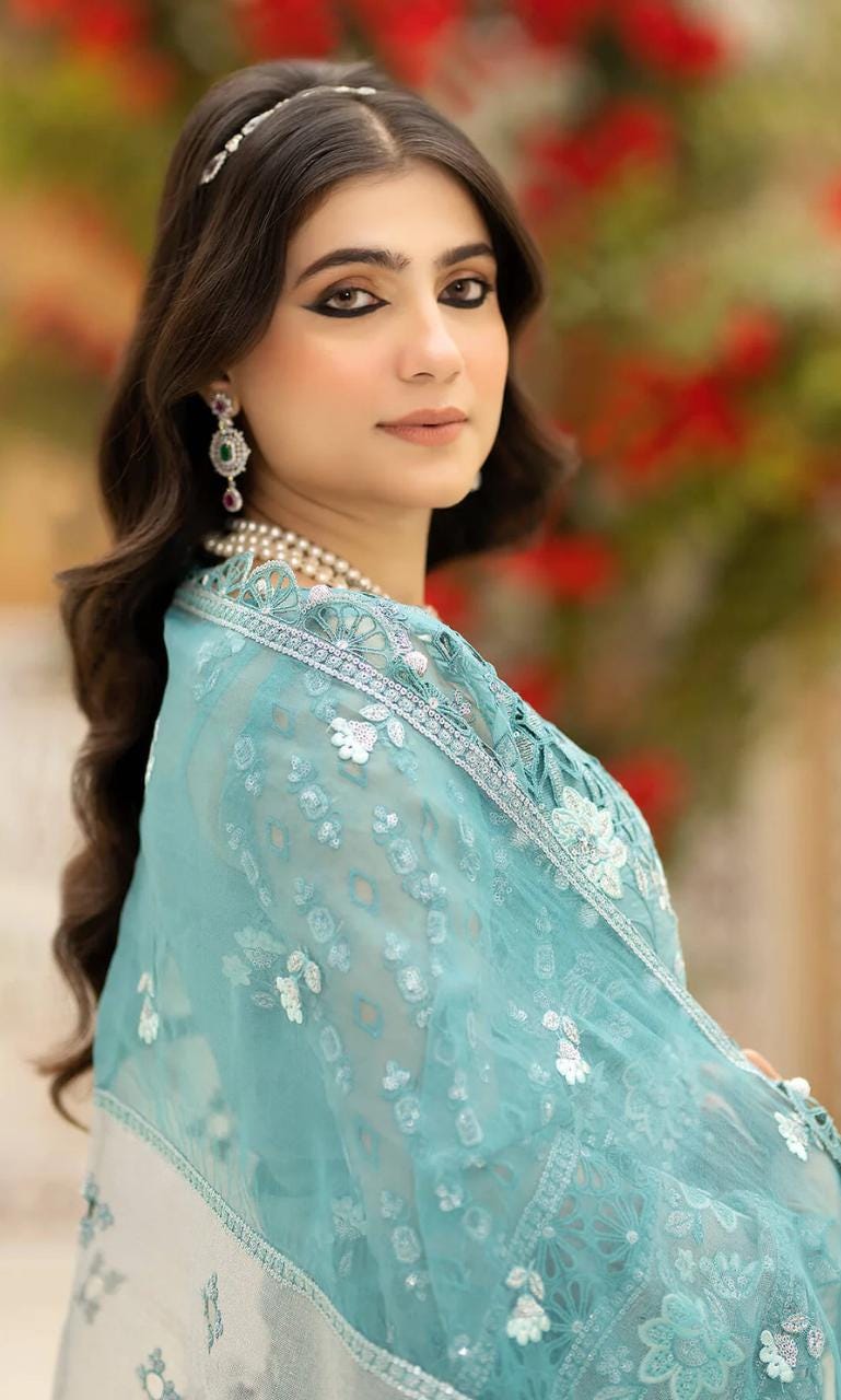 Eid Dress For Womens – Wedding Festival Salwar Kameez Suits Embroidered Chiffon Pakistani Eid Partywear Suit  In Large Size