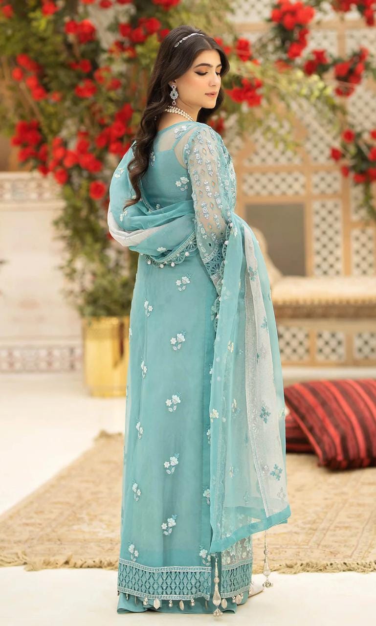 Eid Dress For Womens – Wedding Festival Salwar Kameez Suits Embroidered Chiffon Pakistani Eid Partywear Suit  In Large Size